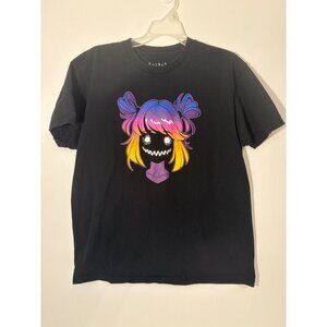 Friday Jr Black Graphic T-Shirt Large Cotton Unisex‎ W Anime Character Design